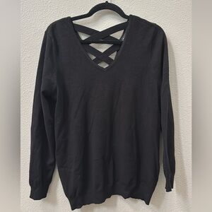 Elegant Black Crisscross Back Sweater